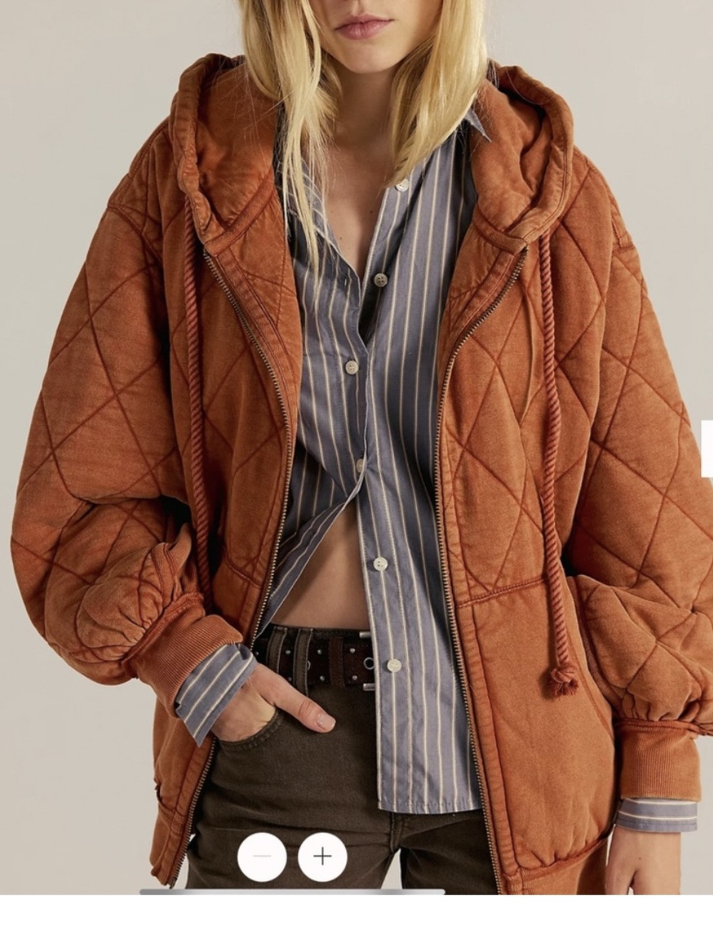 Free people We The Free Quilted Cardigan jacket in Baked Clay